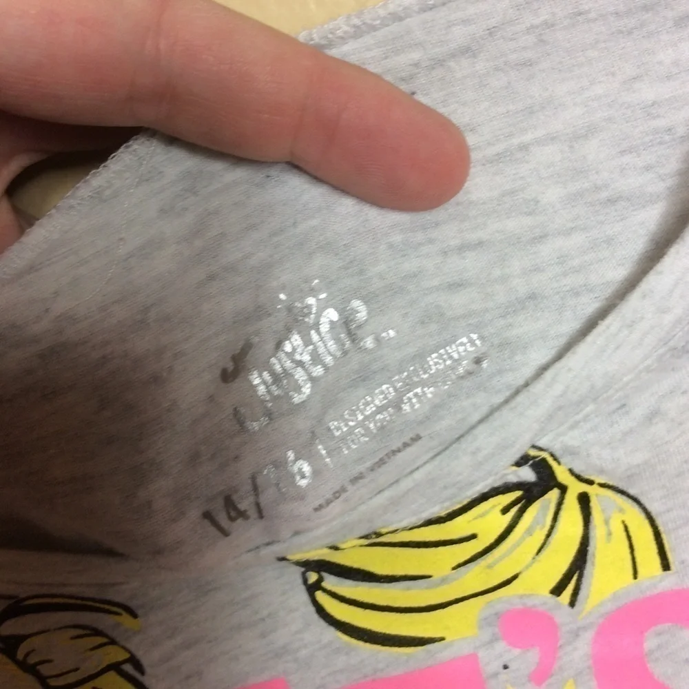 Justice gray let’s go bananas short sleeve T-shirt. 14/16 XL.